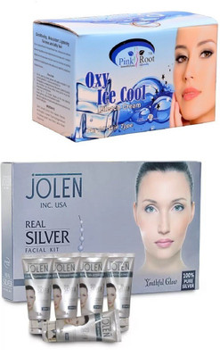 

Pink Root Oxy Ice Bleach 250gand Jolen Real Silver Kit 250g(Set of 2)