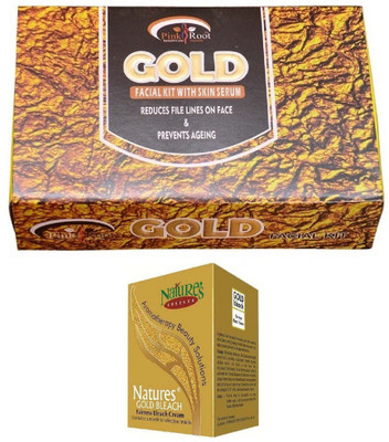 

Pink Root Gold Facial Kit 83gm, Nature's Essence Gold Bleach 43g(Set of 2)