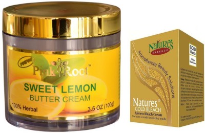 

Pink Root Sweet Lemon Butter Cream 100gm, Nature's Essence Gold Bleach 43g(Set of 2)