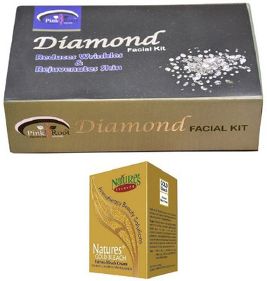 

Pink Root Diamond Facial Kit 83gm, Nature's Essence Gold Bleach 43g(Set of 2)