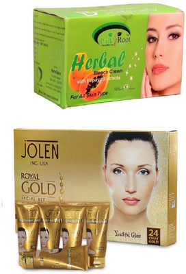

Pink Root Herbal Bleach 250gand Jolen Royal Gold Kit 250g(Set of 2)