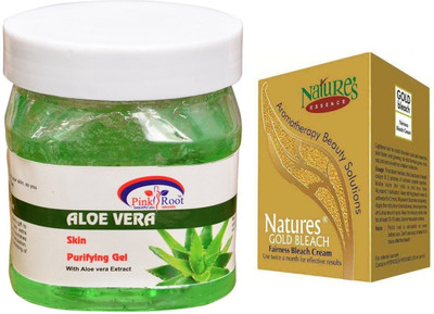 

Pink Root Aloe Vera Gel 500ml, Nature's Essence Gold Bleach 43g(Set of 2)