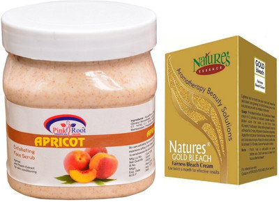 

Pink Root Apricot Scrub 500ml, Nature's Essence Gold Bleach 43g(Set of 2)