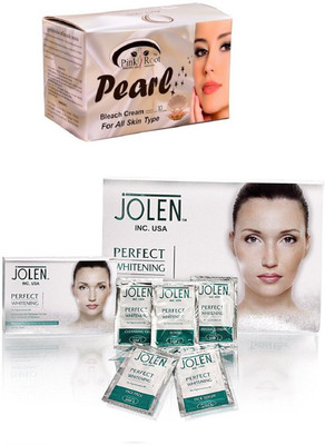 Pink Root Pearl Bleach 250gand Jolen Perfect Whitening Glow Kit 50g(Set of 2)
