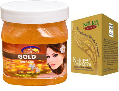 

Pink Root Gold Leaf Gel 500ml, Nature's Essence Gold Bleach 43g(Set of 2)