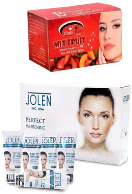 

Pink Root Mix Fruit Bleach 250gand Jolen Perfect Whitening Glow Kit 250g(Set of 2)