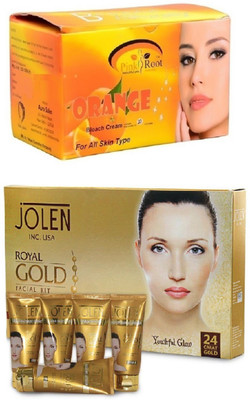 

Pink Root Orange Bleach 250gand Jolen Royal Gold Kit 250g(Set of 2)