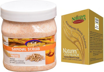 

Pink Root Sandal Scrub 500ml, Nature's Essence Gold Bleach 43g(Set of 2)