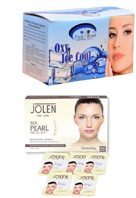 Pink Root Oxy Ice Bleach 250gand Jolen Sea Pearl Kit 50g(Set of 2)