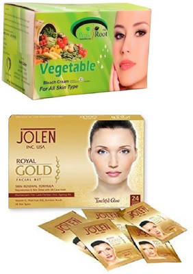 

Pink Root Vegetable Bleach 250gand Jolen Royal Gold Kit 50g(Set of 2)
