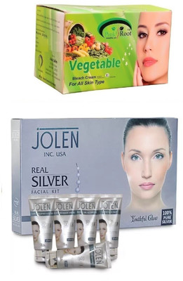 

Pink Root Vegetable Bleach 250gand Jolen Real Silver Kit 250g(Set of 2)
