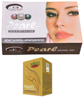 

Pink Root Pearl Facial Kit 83gm, Nature's Essence Gold Bleach 43g(Set of 2)