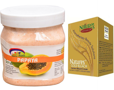 

Pink Root Papaya Scrub 500ml, Nature's Essence Gold Bleach 43g(Set of 2)