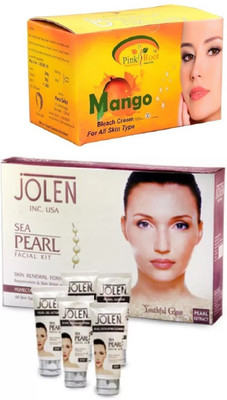 Pink Root Mango Bleach 250gand Jolen Sea Pearl Kit 250g(Set of 2)