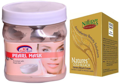 

Pink Root Pearl Mask 500ml, Nature's Essence Gold Bleach 43g(Set of 2)