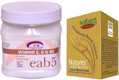 

Pink Root Vitamin eab5 Cream 500ml, Nature's Essence Gold Bleach 43g(Set of 2)