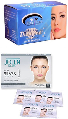 

Pink Root Diamond Bleach 250gand Jolen Real Silver Kit 50g(Set of 2)