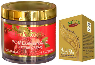 

Pink Root Pomegranate Butter Cream 100gm, Nature's Essence Gold Bleach 43g(Set of 2)