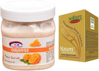 

Pink Root Orange Scrub 500ml, Nature's Essence Gold Bleach 43g(Set of 2)