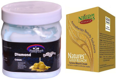 

Pink Root Diamond Cream 500ml, Nature's Essence Gold Bleach 43g(Set of 2)