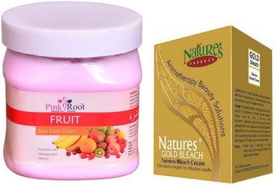 

Pink Root Fruit Cream 500ml, Nature's Essence Gold Bleach 43g(Set of 2)