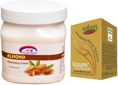 

Pink Root Almond Nourishing Cream 500ml, Nature's Essence Gold Bleach 43g(Set of 2)