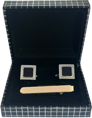 Bsquare Brass Cufflink & Tie Pin Set(Multicolor)