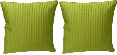 FabLinen Striped Cushions Cover(Pack of 2, 60 cm*60 cm, Green)