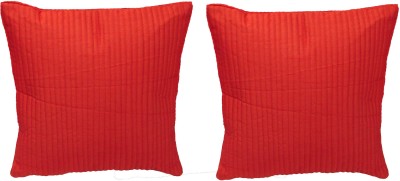 FabLinen Striped Cushions Cover(Pack of 2, 60 cm*60 cm, Red)