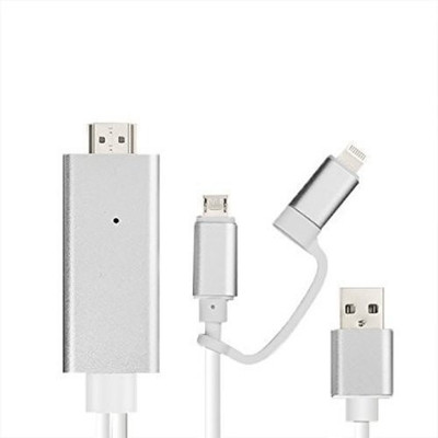 

TOBO HDTV Cable, 10 feet 2 in 1 HDMI Adapter up to 1080P HD display-movies ,TV shows ,music,video ,audio ,photo and more from browser and etc for lightning& micro usb connector. (silver) HDMI Adapter(Compatible with Android Devices,, Windows Devices,, TV,