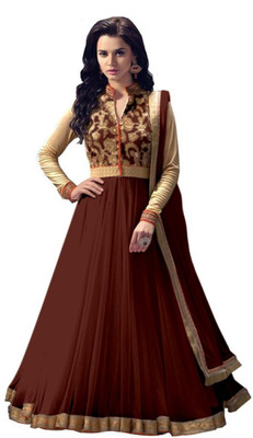 HansCreation Net Embroidered Kurta & Churidar Material(Unstitched)