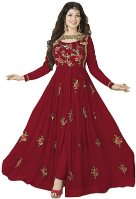 ZUAVI Poly Georgette Embroidered Kurta & Churidar Material(Semi Stitched)