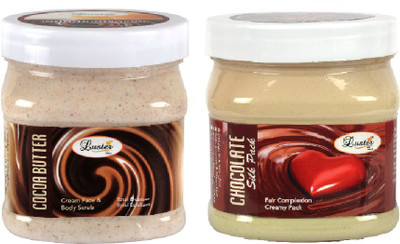 

Luster Cocoa Butter Cream Face & Body Scrub + Chocolate Silk Fair Complexion Creamy Face Pack ( Combo of 2 )(1000 ml)