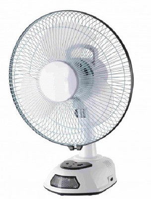 

AlexVyan White Ak-8012R 12" 12 inch 3 Blade Rechargeable ( Battery Included) AC/DC Table Fan with LED Light Dual Speed Mode and Solar charging option 3 Blade Table Fan(White, Pack of 1)