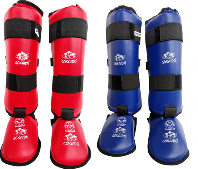

GOKAIDO SHIN GUARD WITH FOOT COVER MMA Shin Guard(Medium, Blue, Red), Red & blue