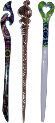 

HEERA Combo of Multi Color Juda Sticks Bun Stick(Multicolor)