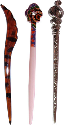 

MAHAMIKI Combo of Multi Color Juda Sticks Bun Stick(Multicolor)