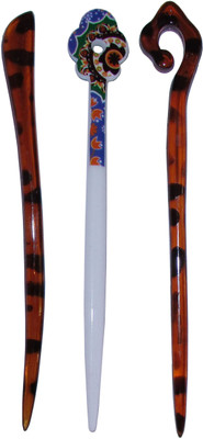 

MAHAMIKI Combo of Multi Color Juda Sticks Bun Stick(Multicolor)