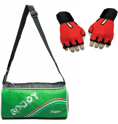 

Snipper Combo of Sports Gym Bag and Gloves(Green&Red) Gym & Fitness Kit