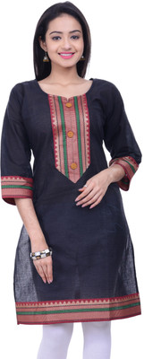 Purabi Casual Self Design Women's Kurti(Black