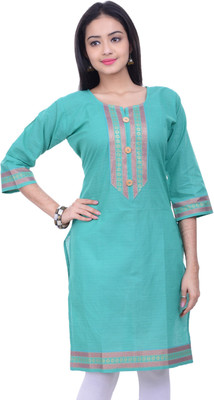 Purabi Casual Self Design Women's Kurti(Light Green