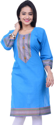 Purabi Casual Self Design Women's Kurti(Blue