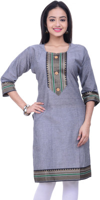 

Purabi Casual Self Design Women's Kurti(Grey