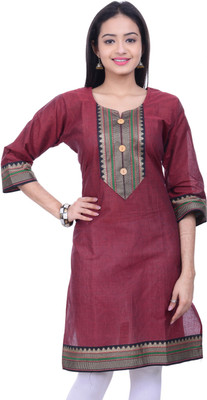 

Purabi Women's Self Design Straight Kurta(Maroon