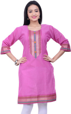 

Purabi Women's Printed Straight Kurta(Pink
