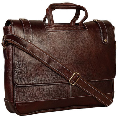 

SAVERA LEATHER 14 inch Laptop Messenger Bag(Brown)