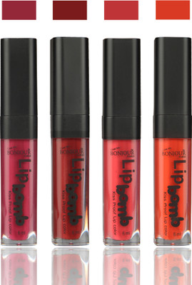 

Bonjour Paris Matte Lipstick(24 ml, Wine-Brown-Irresistble Pink-Brick Orange)