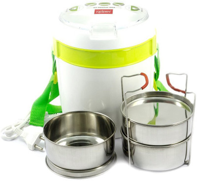 

Milton Futron Tiffin Green 3 Containers Lunch Box(360 ml), Green;white