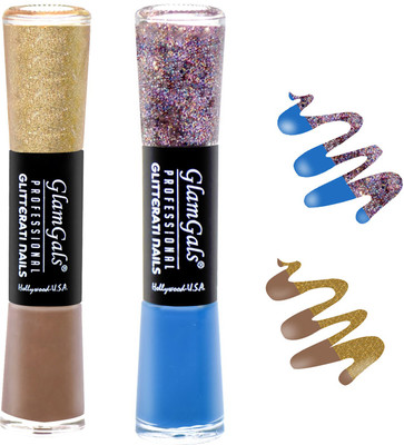 

GlamGals combo of 2 Glitterati Nail Polish Nude, Blue(Pack of 2)