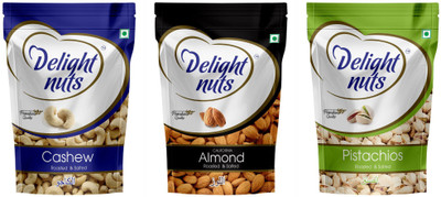 

Delight Nuts Dry Fruits Combo Pack-Almonds, Cashew & Pistachios-Roasted & Salted(200gm each) Almonds, Cashews, Pistachios(200 g, Pouch)